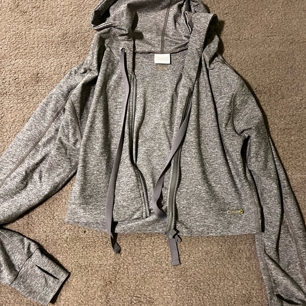 Bombshell Sportswear Gray Cropped Hooded Jacket